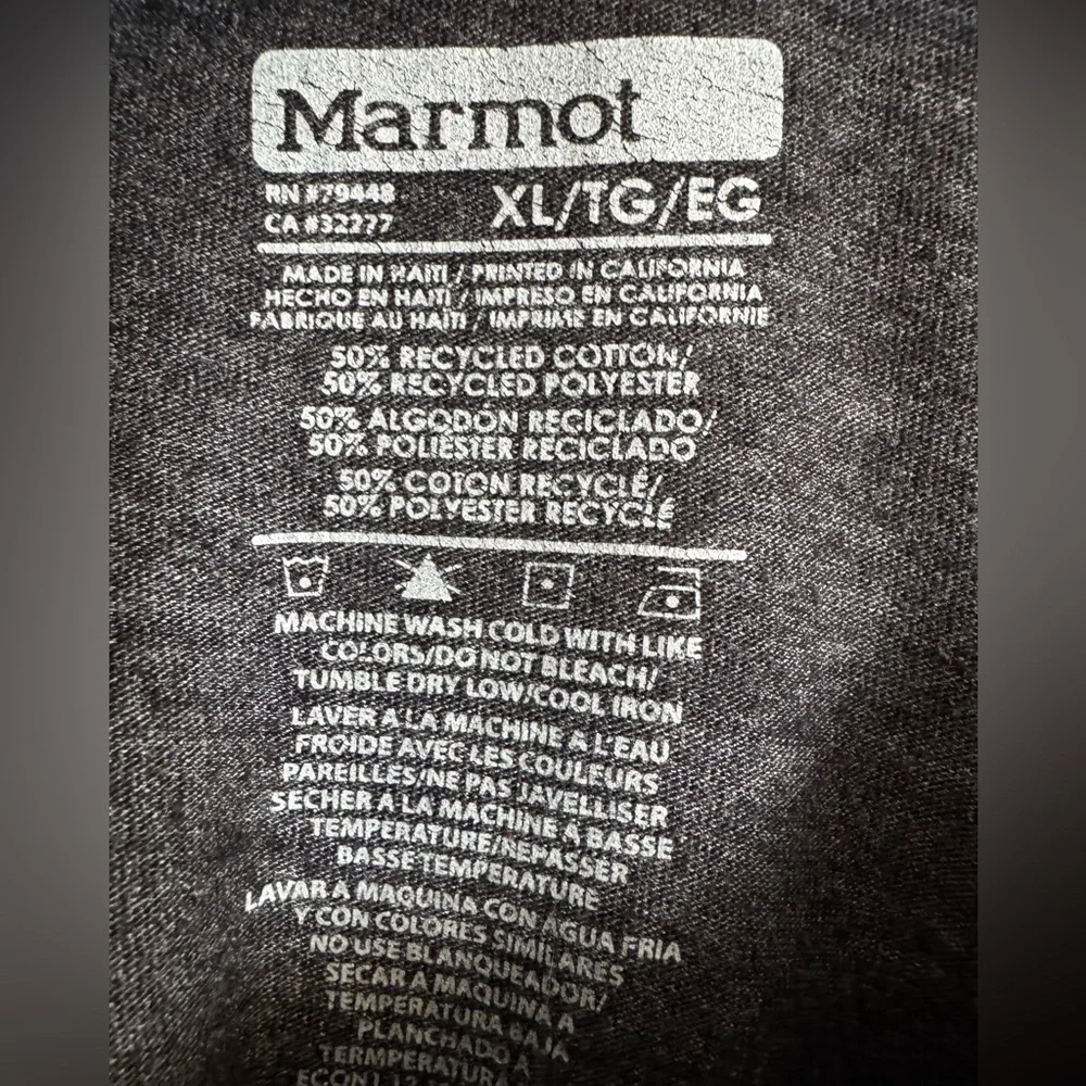 Marmot Men's Charcoal Tee with Mountain Graphic - Picture 3 of 3